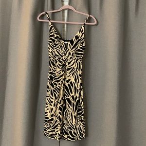 H&M Black and Cream Zebra Print Slip Dress